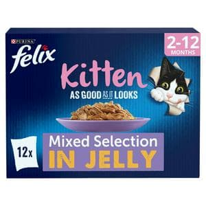 Felix Wet Kitten Food As Good As It Looks Mixed Selection in Jelly 2-12 Months 12 x 85g