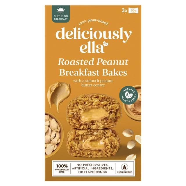 Deliciously Ella 3 x 50g Peanut Butter On the Go Multipack Breakfast Bakes - gallery image 1