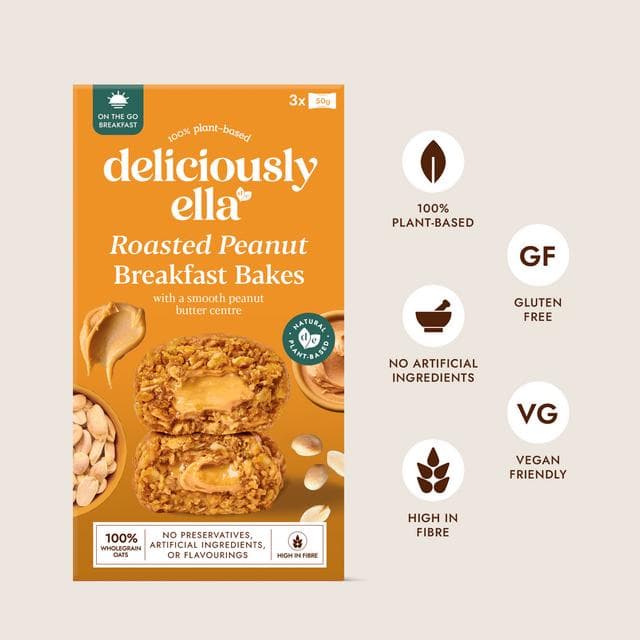 Deliciously Ella 3 x 50g Peanut Butter On the Go Multipack Breakfast Bakes - gallery image 2