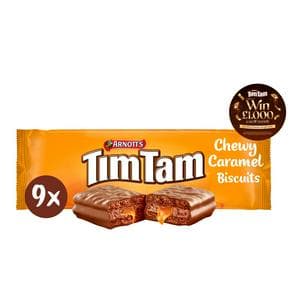 Arnott's Tim Tam 9 x Chewy Caramel Chocolatey Biscuit Bars 175g