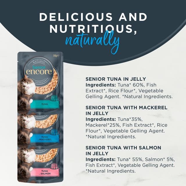 Encore Senior 7+ Fish Selection in Jelly Dry Cat Food 5 x 50g - gallery image 2