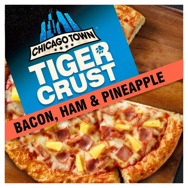 Chicago Town Tiger Crust Bacon, Ham & Pineapple Frozen Pizza 380g - gallery image 1