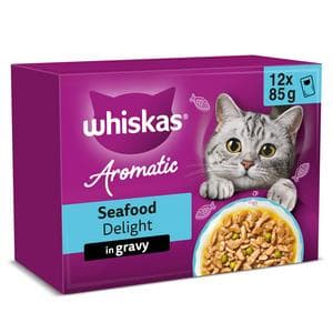 Whiskas 1+ Aromatic Seafood Delight Selection Wet Cat Food Pouches 12 x 85g