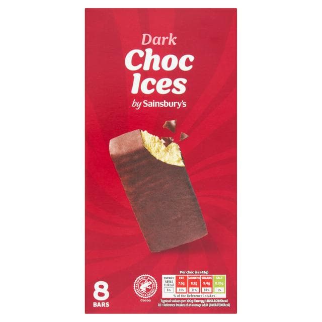 Sainsbury's Dark Choc Ices 8 x 70ml - gallery image 1