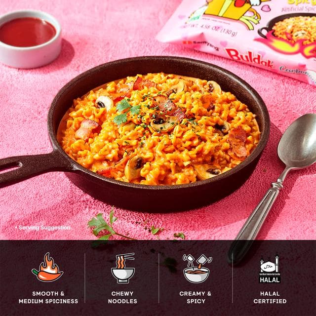 Samyang Buldak Spicy Ramen Carbonara Hot Chicken Flavour 80g - gallery image 2