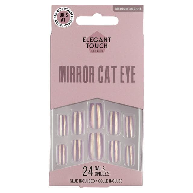 Elegant Touch Medium Square Mirror Cat Eye Nails x24 - gallery image 1