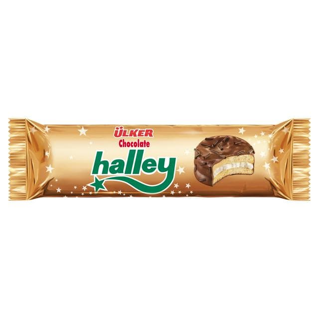 Ulker Halley Sandwich Biscuits Filled with Marshmallow in Milk Chocolate 77g - gallery image 1