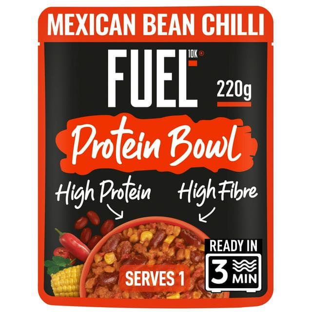 Fuel10k High Protein 220g Mexican Bean Chilli Instant Microwave Ready Meal Pouch - gallery image 1