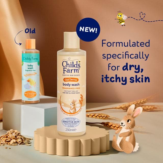 Childs Farm 250ml Oat Derma Fragrance Free for Babies, Kids & Sensitive Skin Body Wash - gallery image 2