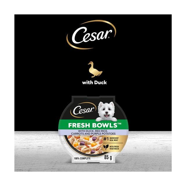 Cesar Fresh Bowl Adult Wet Dog Food with Duck, Red Rice, Carrots, Potato in Gravy 85g - gallery image 5
