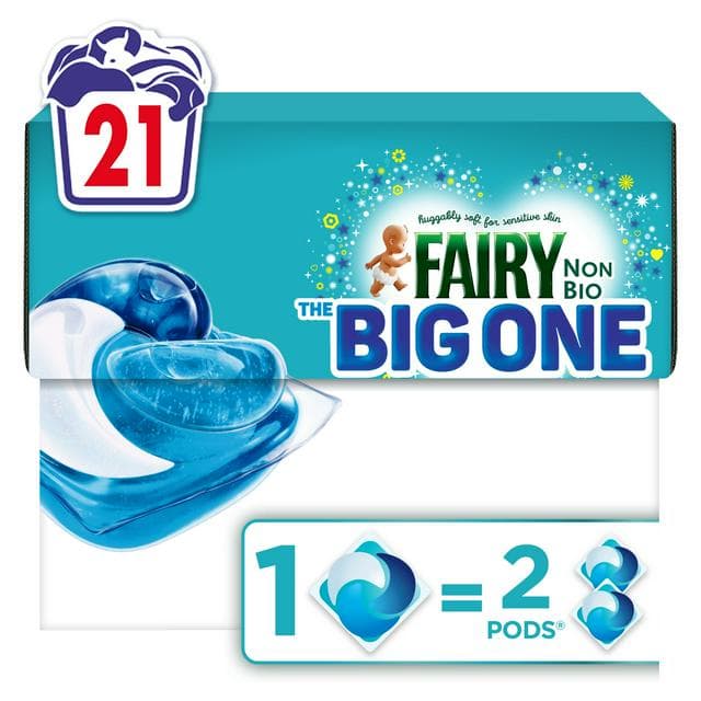Fairy Non Bio The Big One Pods Laundry Detergent Washing Capsules 21 Washes - gallery image 1