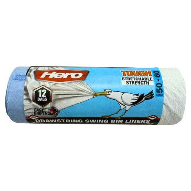 Hero Drawstring Swing Bin Liners x12 50-60L - gallery image 1