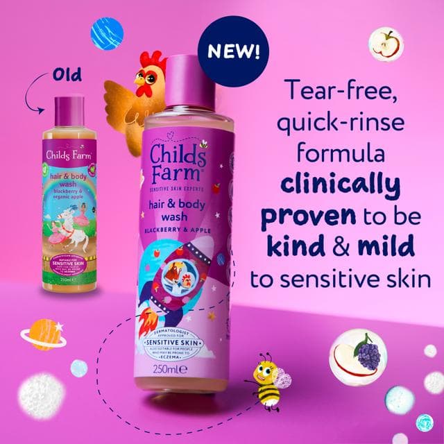 Childs Farm 250ml Gentle Tear Free Formula for Babies, Kids & Sensitive Skin Blackberry & Apple Hair & Body Wash - gallery image 2
