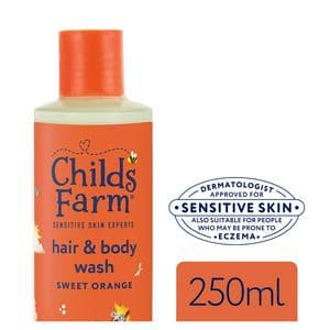 Childs Farm 250ml Gentle Tear-Free Formula for Babies, Kids & Sensitive Skin Sweet Orange Hair & Body Wash