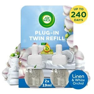 Air Wick Linen & White Orchid Plug In Twin Refill Air Freshener Lasts Upto 100 Days Refill 19ml