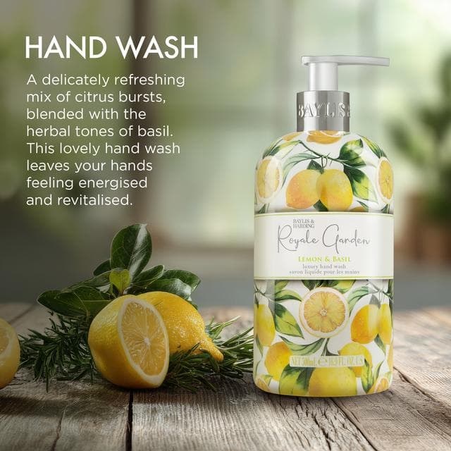 Baylis & Harding Royale Garden Limited Edition Lemon & Basil Luxury Hand Wash 500ml - gallery image 3