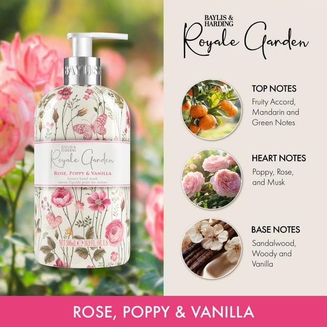 Baylis & Harding Royale Garden Rose, Poppy & Vanilla Luxury Hand Wash, Limited Edition 500ml - gallery image 2