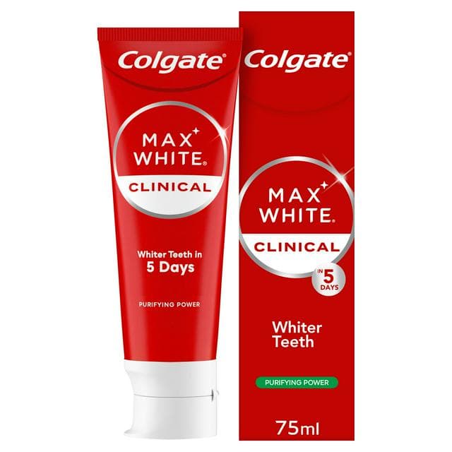 Colgate Max White Clinical Purifying Power Teeth Whitening Toothpaste 75ml - gallery image 1