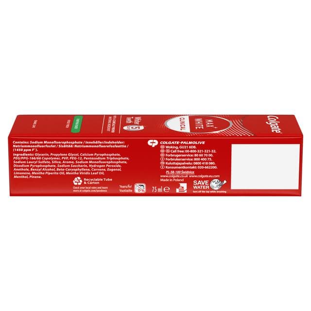 Colgate Max White Clinical Purifying Power Teeth Whitening Toothpaste 75ml - gallery image 2