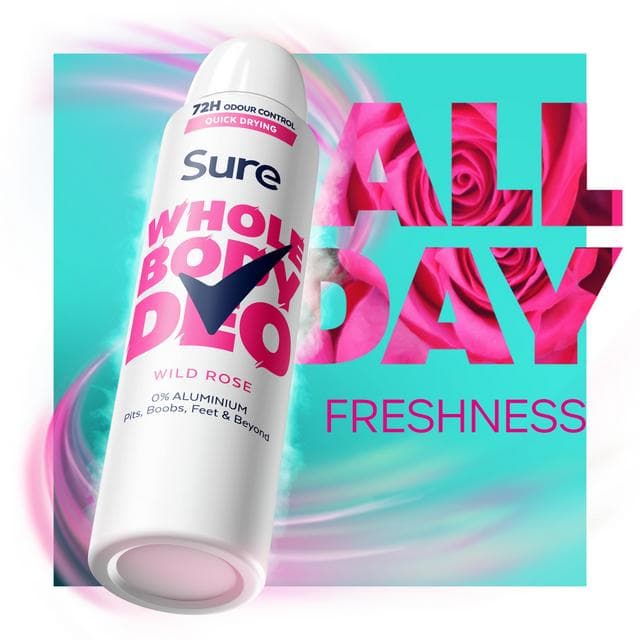Sure Women Wild Rose Whole Body Deodorant Spray 72h Odour Control 150ml - gallery image 4