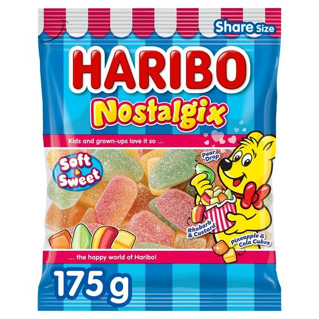 Haribo Nostalgix Sugar Coated Fruit & Cola Flavour Jelly Sweets 175g - gallery image 1