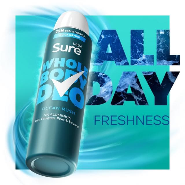 Sure Men Ocean Rush Whole Body Deodorant Spray 72h Odour Control 150ml - gallery image 4