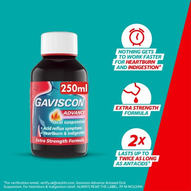 Gaviscon Heartburn & Indigestion Liquid Aniseed 250ml - gallery image 4