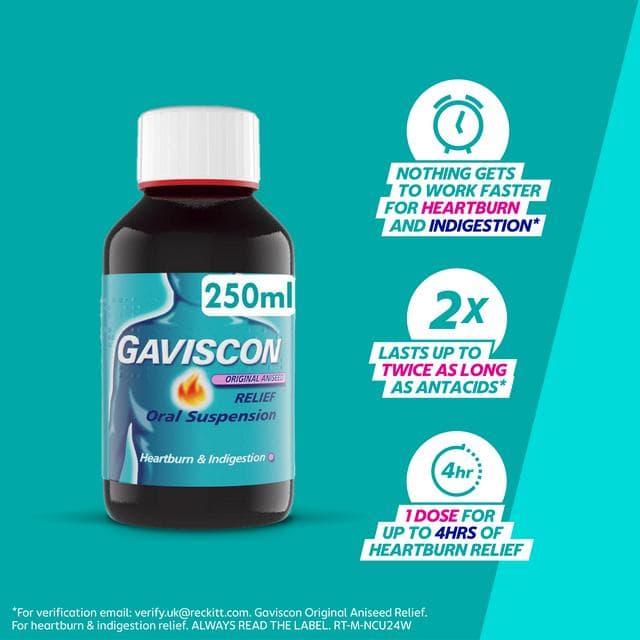 Gaviscon Heartburn & Indigestion Liquid Aniseed 250ml - gallery image 4