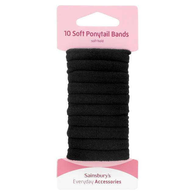 Sainsbury's Soft Ponytail Bands Black x10 - gallery image 1