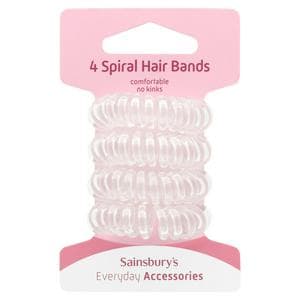 Sainsbury's Spiral Hair Ties Clear x4