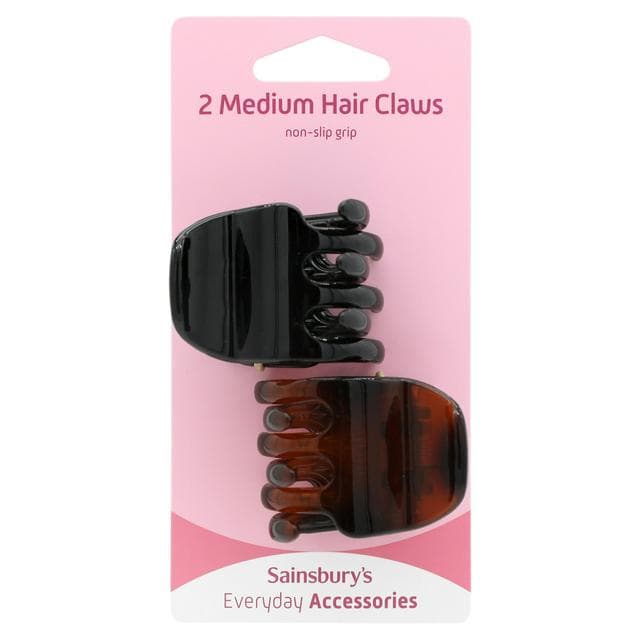 Sainsbury's Medium Jaw Hair Clips Black or Brown x2 - gallery image 1