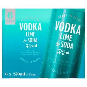Sainsbury's Lime & Soda Vodka 6 x 250ml