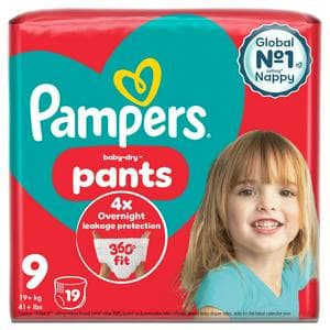 Pampers Baby Dry Nappy Pants Size 9, 19kg+ x19