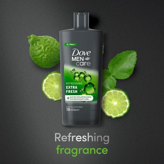 Dove Men+Care 700ml Refreshing Extra Fresh 3 in 1 Hair, Face & Body Wash - gallery image 3