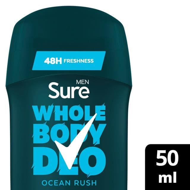 Sure Men Ocean Rush Whole Body Deodorant Stick 48h Odour Control 50ml - gallery image 1