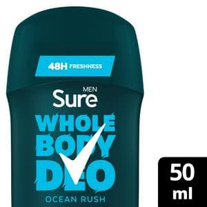 Sure Men Ocean Rush Whole Body Deodorant Stick 48h Odour Control 50ml