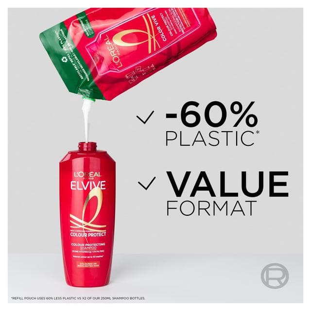 L'Oréal Paris Elvive Colour Protect Shampoo Refill Pouch for Coloured & Highlighted Hair 500ml - gallery image 3