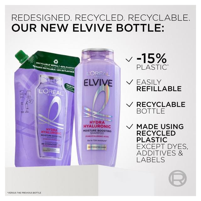 L'Oréal Paris Elvive Hydra Hyaluronic Moisture Boosting Shampoo for Dry & Dehydrated Hair 400ml - gallery image 4