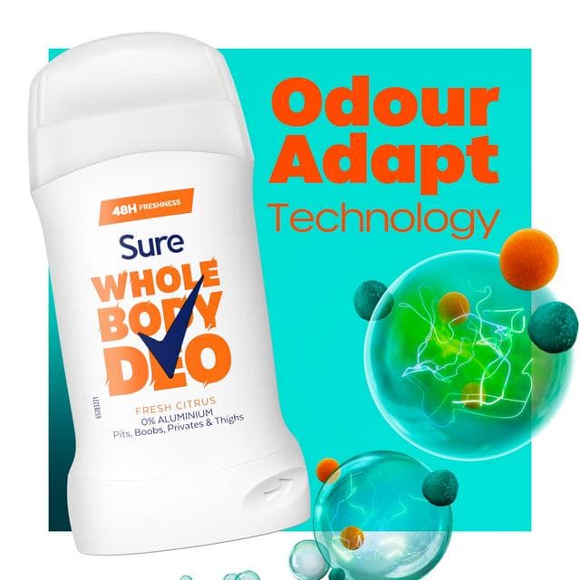 Sure Women Fresh Citrus Whole Body Deodorant Stick 48h Odour Control 50ml - gallery image 3