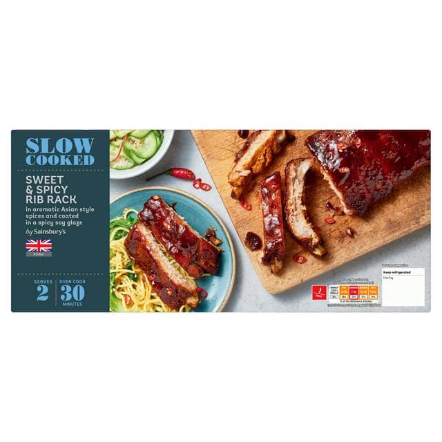 Sainsbury's Slow Cooked Pork Sweet & Spicy Rib Rack 646g - gallery image 1