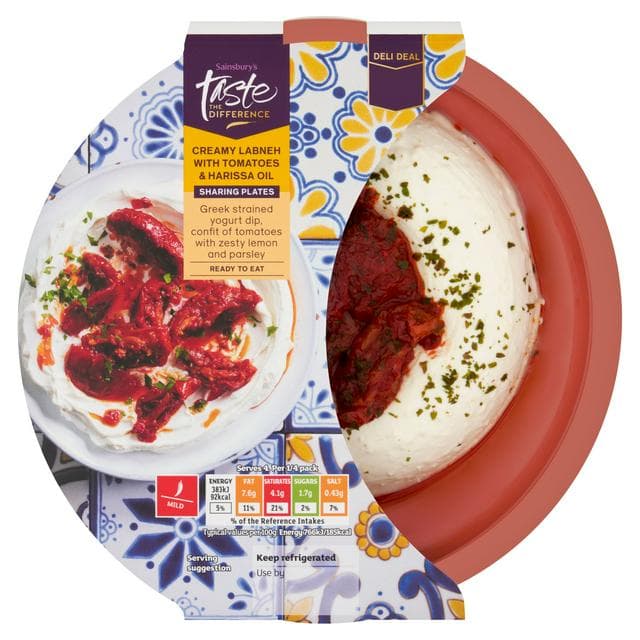 Sainsbury's 200g Creamy Labneh with Tomatoes & Harissa Oil Dip, Taste the Difference - gallery image 1