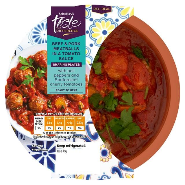 Sainsbury's Beef & Pork Meatballs in a Tomato Sauce, Taste the Difference 175g - gallery image 1