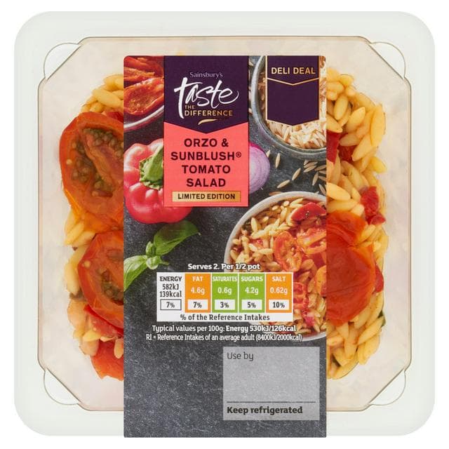 Sainsbury's Orzo & Sunblush Tomato Salad, Limited Edition, Taste the Difference 220g - gallery image 1