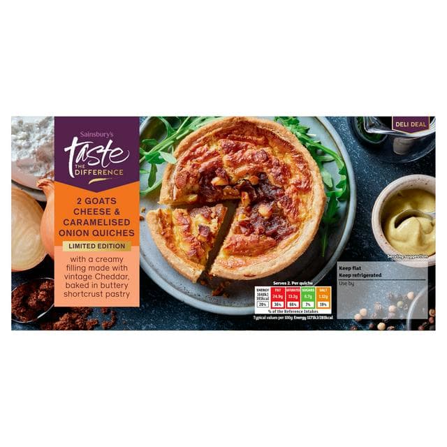 Sainsbury's Goats Cheese & Caramelised Onion Quiches, Limited Edition, Taste the Difference x2 280g - gallery image 1