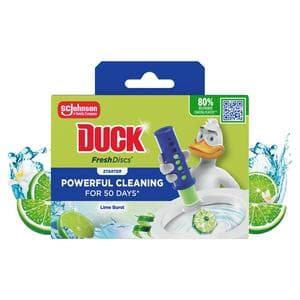 Duck Toilet Fresh Discs Toilet Cleaner Holder & Refill Lime 36ml
