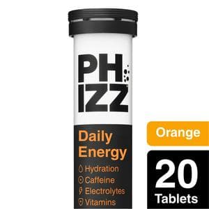 Phizz Daily Energy 20 x Orange, Hydration, Caffeine, Electrolytes & Vitamins Effervescent Tablets