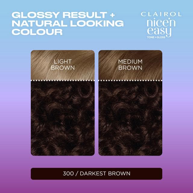 Clairol Nice'N Easy Tone+Gloss Darkest Brown 300/84 Semi Permanent Hair Dye - gallery image 2