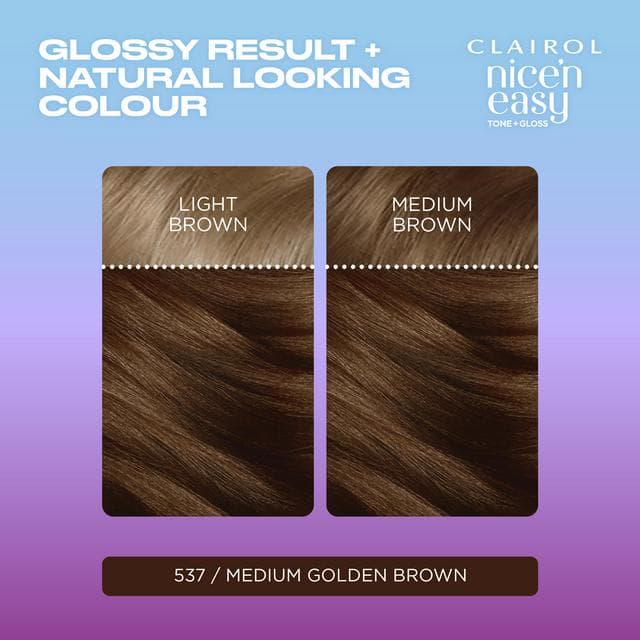 Clairol Nice'N Easy Tone+Gloss Medium Golden Brown 537/78 Semi Permanent Hair Dye - gallery image 2