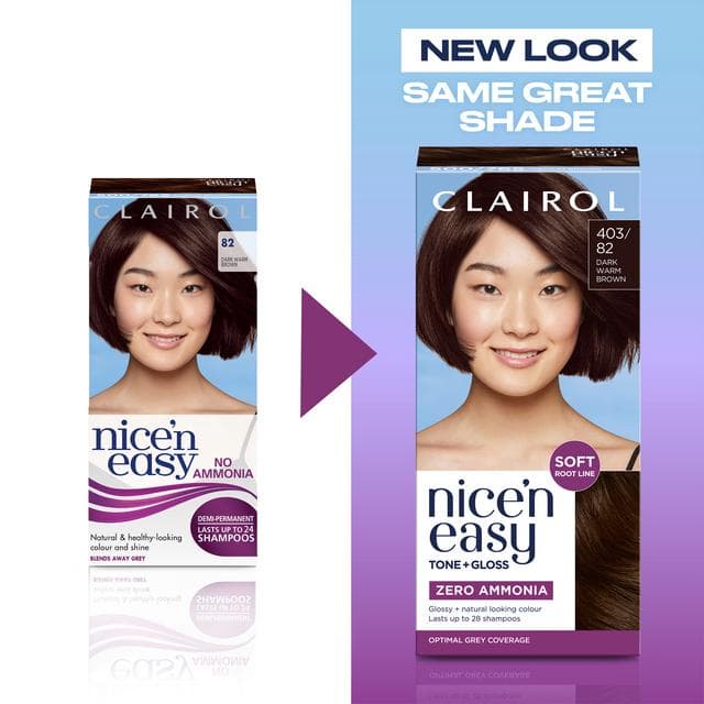 Clairol Nice'N Easy Tone+Gloss Dark Warm Brown 403/82 Semi Permanent Hair Dye - gallery image 5