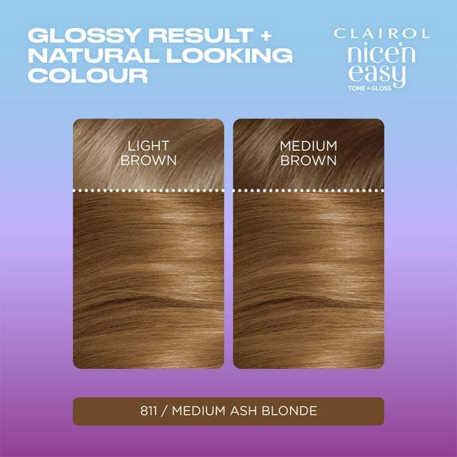 Clairol Nice'N Easy Tone+Gloss Medium Ash Blonde 811/73 Semi Permanent Hair Dye - gallery image 2